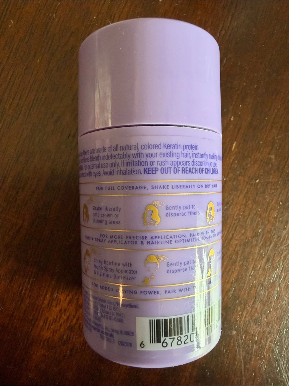 Dark Brown Hair Filler — Volumizing Micro-Fibers (Purple Bottle)